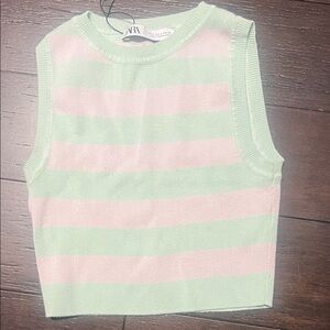 Zara Pastel Pink and Green Tank Top